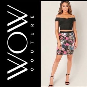 WOW Couture Body Con Floral Sequin Skirt